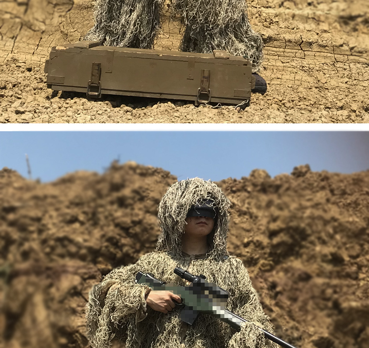 户外成人吉利服男荒漠雪地丛林隐身狩猎衣cs野战伪装服装备套装 雪地