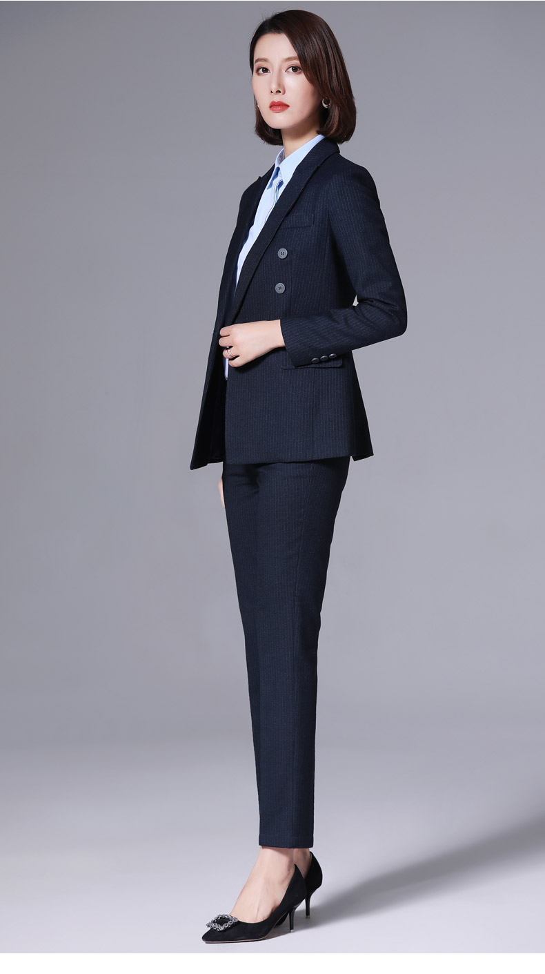 西服套装女时尚气质商务正装秋新款职业装西装工作服黑蓝色外套裤子s