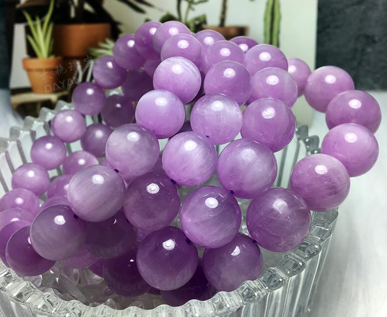 大艳单圈猫眼石手串女薰衣草紫色水晶实用紫粉锂辉石送人天然紫锂辉