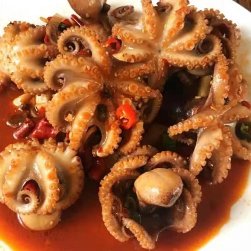 码头夫人海鲜250g香辣迷你八爪鱼爆头八爪鱼海鲜熟食即食1包250g包