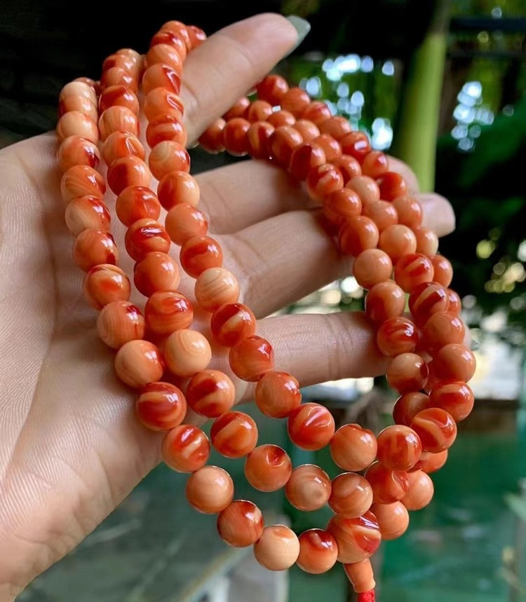 初嘉 万宝螺手串108颗手链 佛珠项链挂件 毛衣链高端本命年挂带血槽