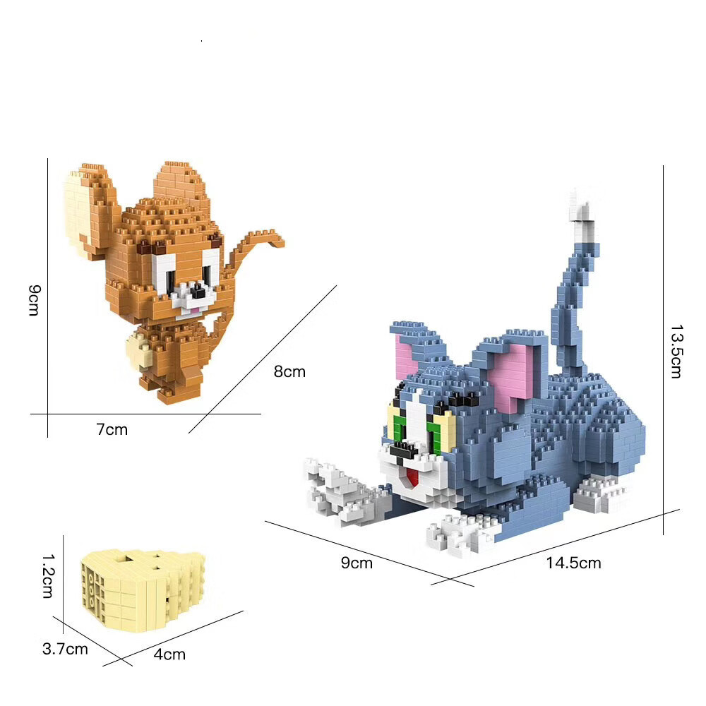 兼容樂高小顆粒鑽石積木動畫老鼠貓童年珍藏立體拼圖成人擺件模型拼裝