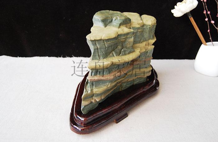 天然原石摆件室内办公书房案头千层石装饰收藏春 11号绿色【图片 价格