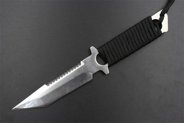 匕手 军刀防身刀具匕美国户外野外求生手高硬度特战弹簧钢 银刀 尼龙