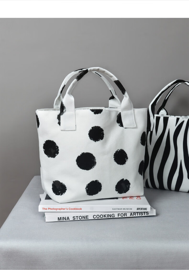 日本乐天便当包日式便当袋波点手拎购物袋布艺饭盒手提包上班族午餐包