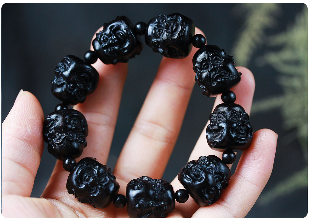 youlin 四面佛喜怒哀乐佛珠手串单圈手饰品男女情侣文玩木质手链礼品