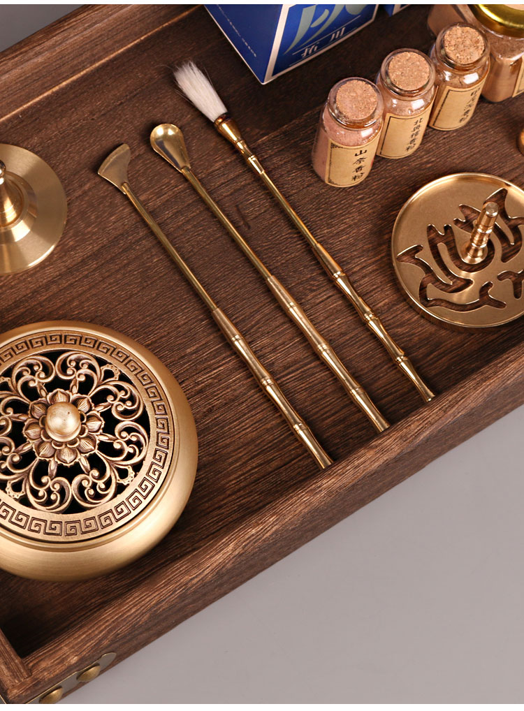 纯铜香道套装香道用具入门套装纯铜工具仿古家用香薰炉打拓香具香篆炉