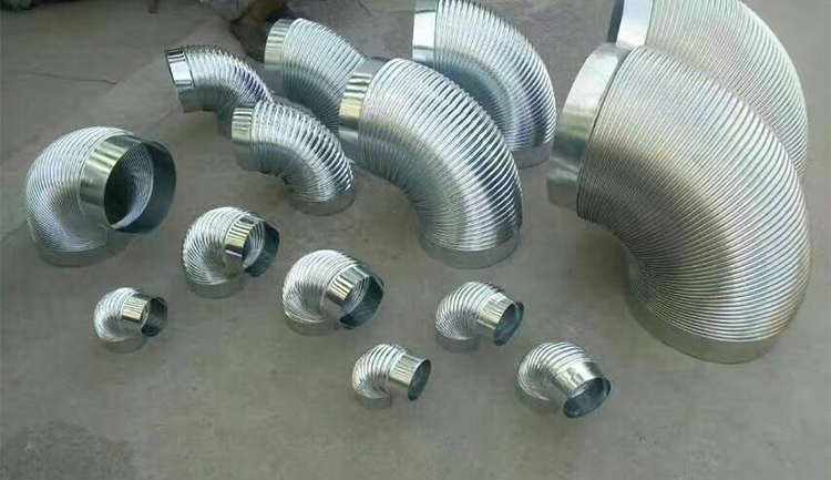 镀锌通风管道白铁皮度烟囱波纹弯头热水器排烟管不锈钢弯头度定制直径