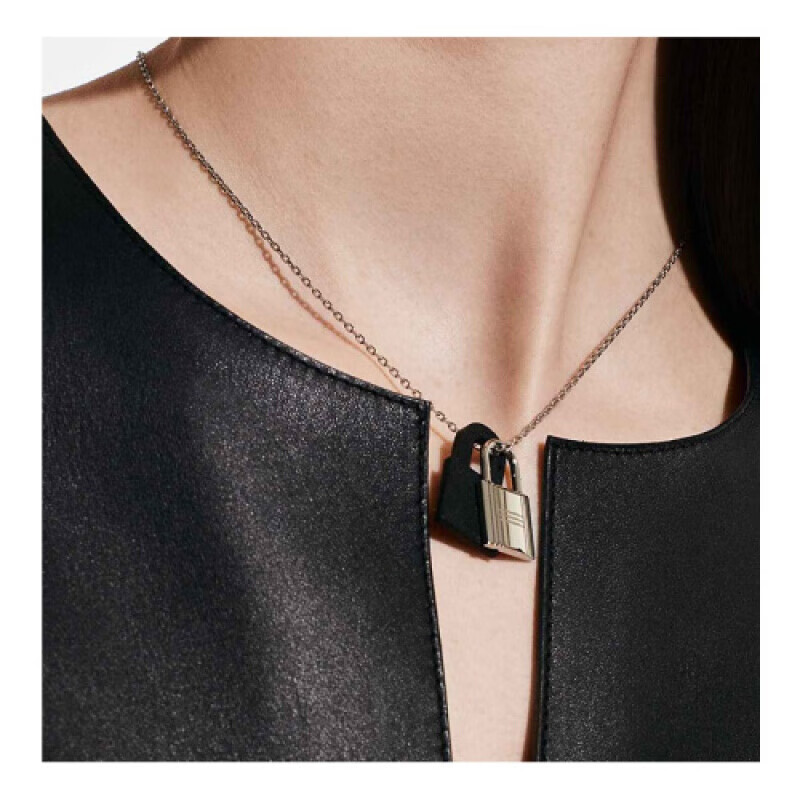 正品鉴定hermes爱马仕项链锁头金色项链新款okelly项链gold黑金