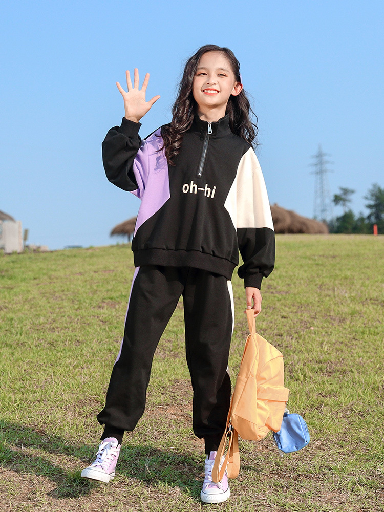 楚歌质优品 童装女童运动套装春秋季中大童儿童洋气小女孩两件套春装