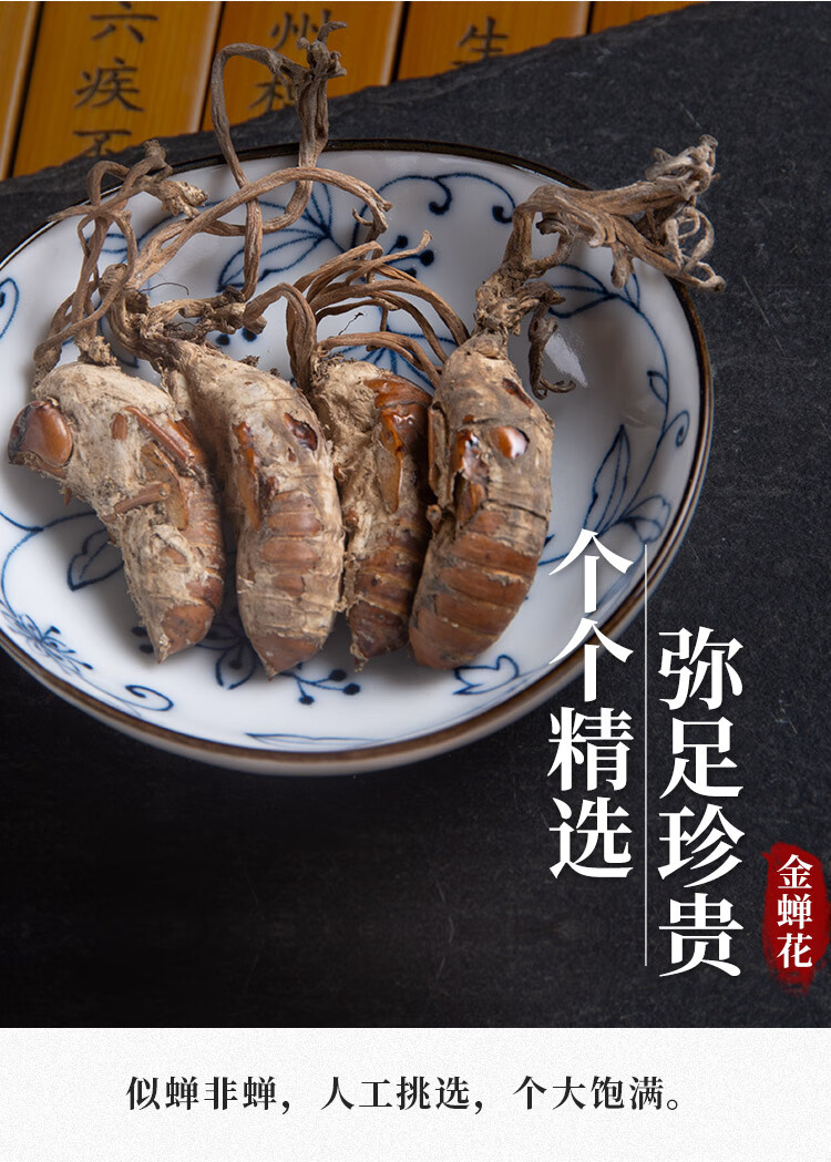 北京同仁堂2021新货金蝉花大虫草知了蝉花孢子粉草药材100g500g【图片