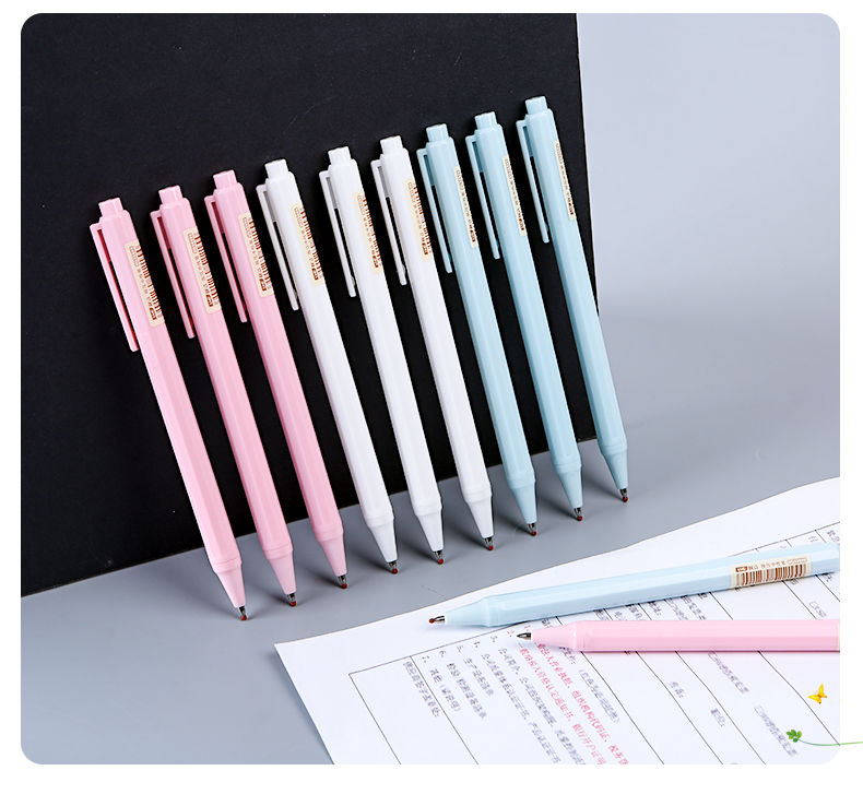 温妤wxpyu可爱风韩国少女按动中性笔05m学生考试用刷题按压式头黑水笔