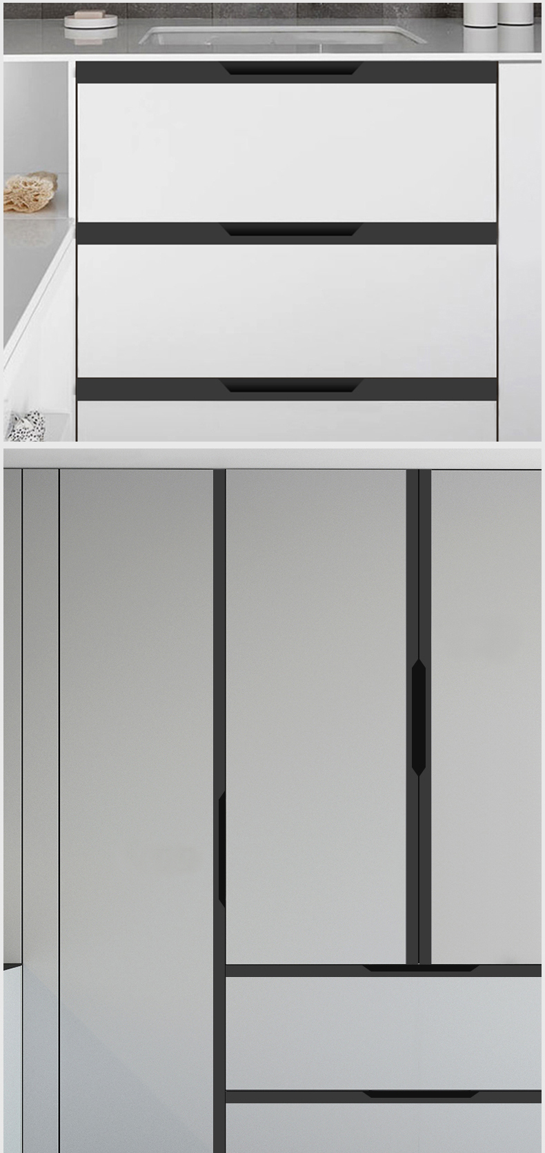 定制衣柜门隐形暗拉手闪电金色橱柜门嵌入式开槽暗藏拉手内嵌把手