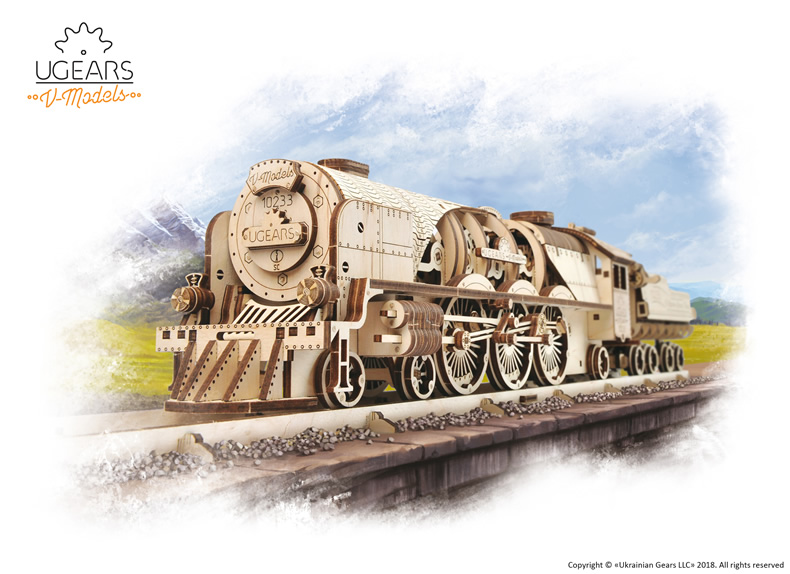乌克兰ugears木质机械传动模型 火车二代V-Express