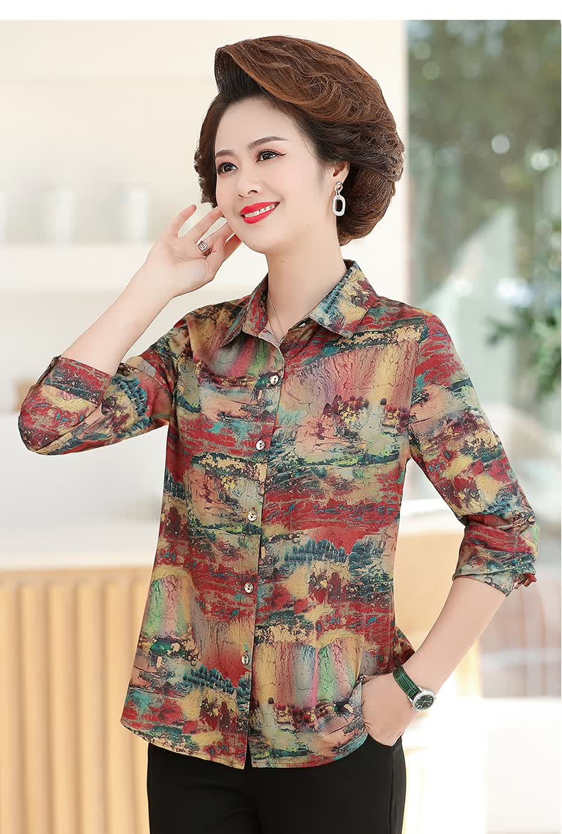 闪电发货恒源祥高档品牌女装春夏新款中老年妈妈春款衬衫女新款夏装