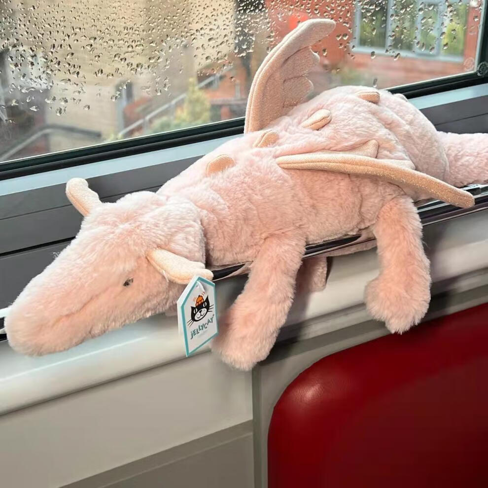jellycat2022新款 英国rosedragon雪龙中号白色粉色玫瑰安抚玩偶万代