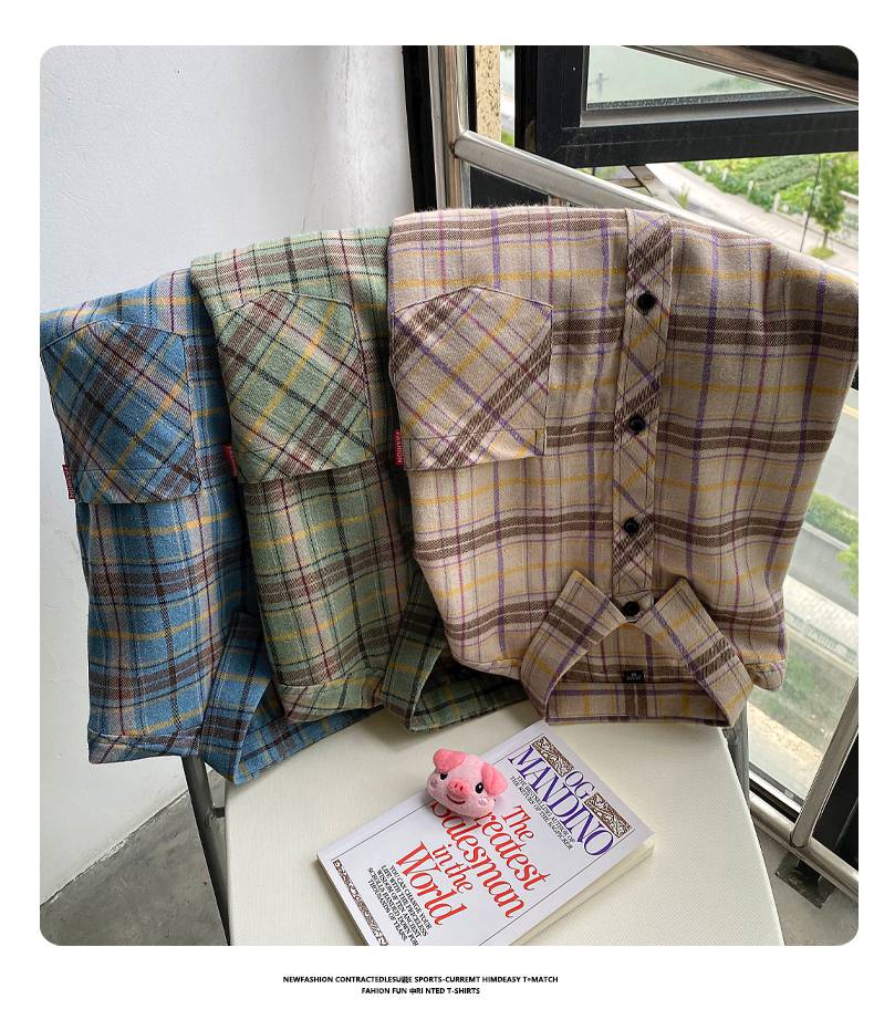 吉原野外套啊狗上吉原野潮牌男女款长袖格子衫薄款外套衬衫犬来八荒