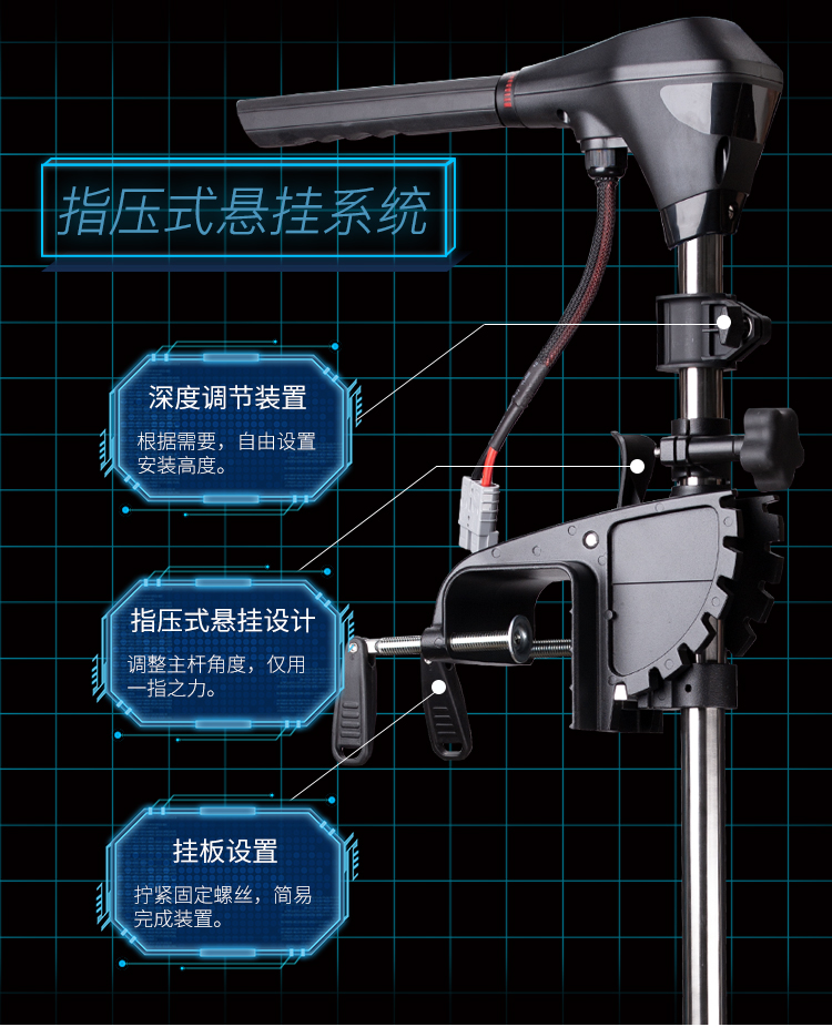 海伯电动船用推进器12v无级变速24v路亚船外机螺旋桨无刷马达12v电压