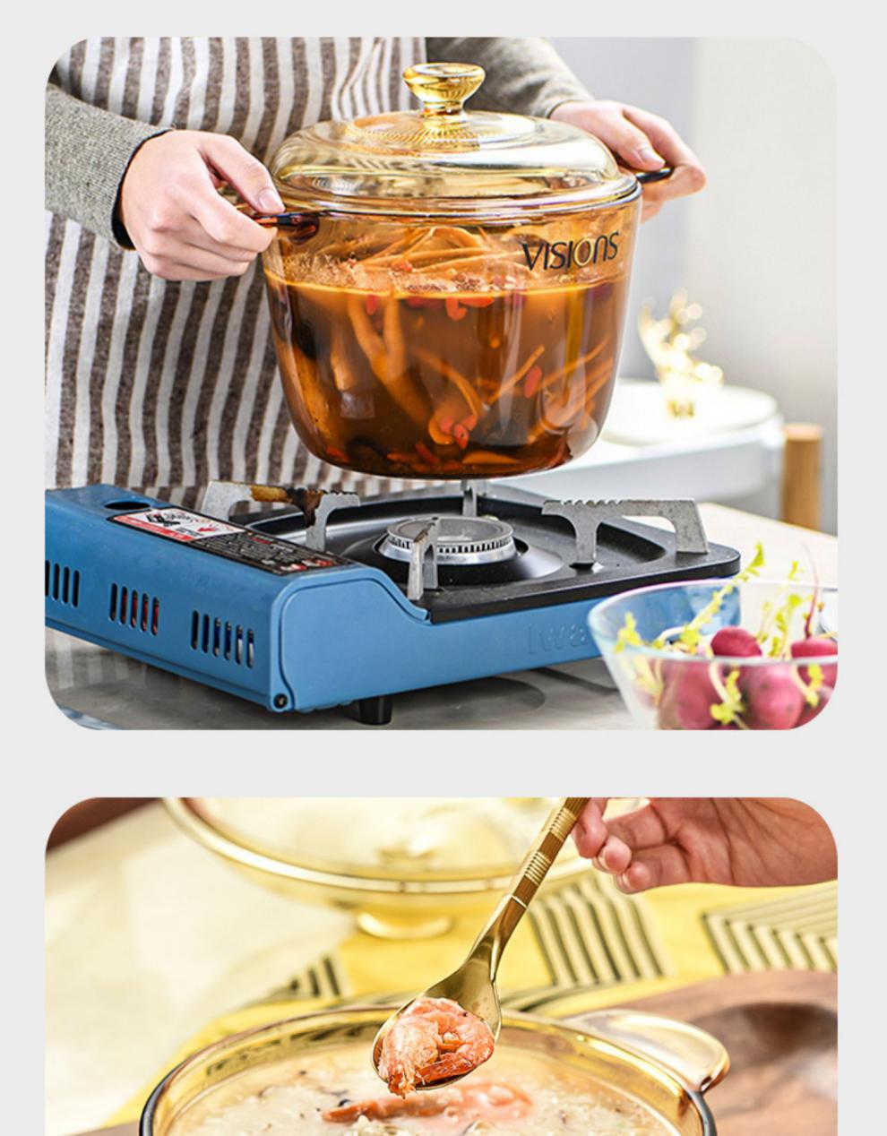 康宁水晶锅玻璃锅美国康宁锅玻璃锅晶彩透明锅水晶锅耐高温明火餐具