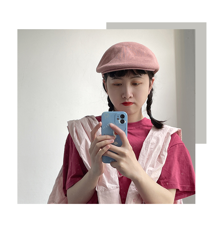 jeep吉普轻奢高端旗舰商场同款日系反戴贝雷帽女春夏圆脸贴标透气ins