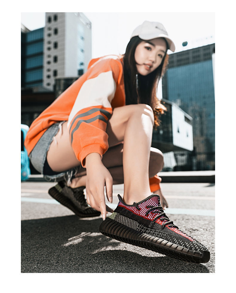 椰子鞋男350v2荧光绿满天星官网真爆软底透气休闲运动潮鞋子 尾灯新