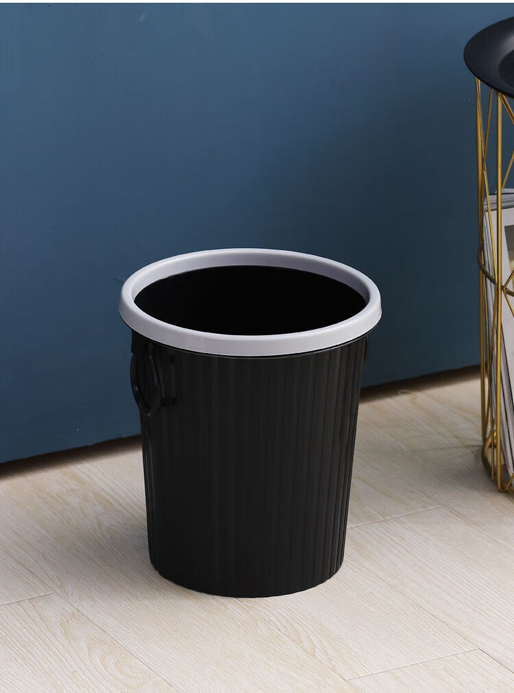 压圈垃圾桶加厚宿舍客厅厨房分类卫生间办公室提手纸篓 大号卡其