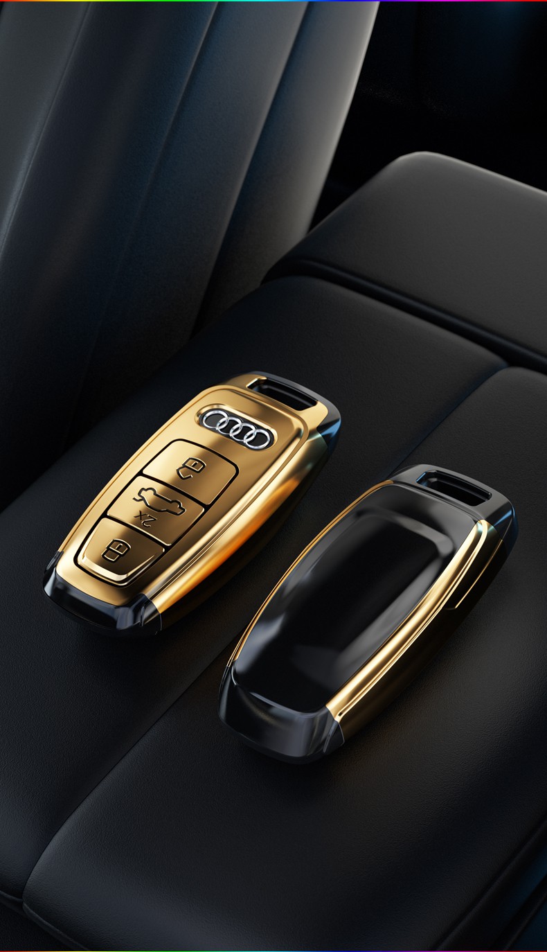 2021款奥迪新a6l汽车碳纤纹钥匙套q7q8a6a8l新款a7a8钥匙包壳碳纤纹猫