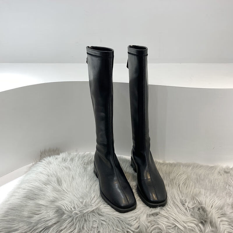 切尔西靴女长筒靴秋冬中跟靴子女骑行靴不过膝长靴网红瘦瘦靴高筒靴