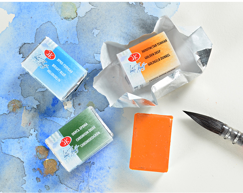 白夜固体水彩单块俄罗斯 white night白夜单色固体水彩颜料 初学者