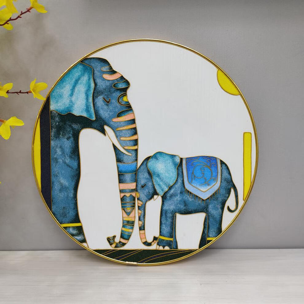 掐丝珐琅画diy挂画景泰蓝掐丝珐琅画diy非遗手工材料包圆形金丝彩砂