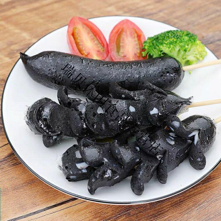 墨鱼肠 浩洋墨鱼香肠黑色地道肠热狗肠火山石烤肠麻辣火锅 200克3包