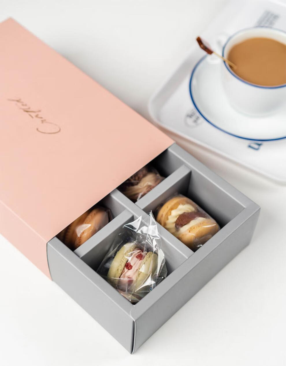 精致马卡龙包装盒简约6粒达克瓦兹马卡龙盒烘焙曲奇七夕情人节送礼空