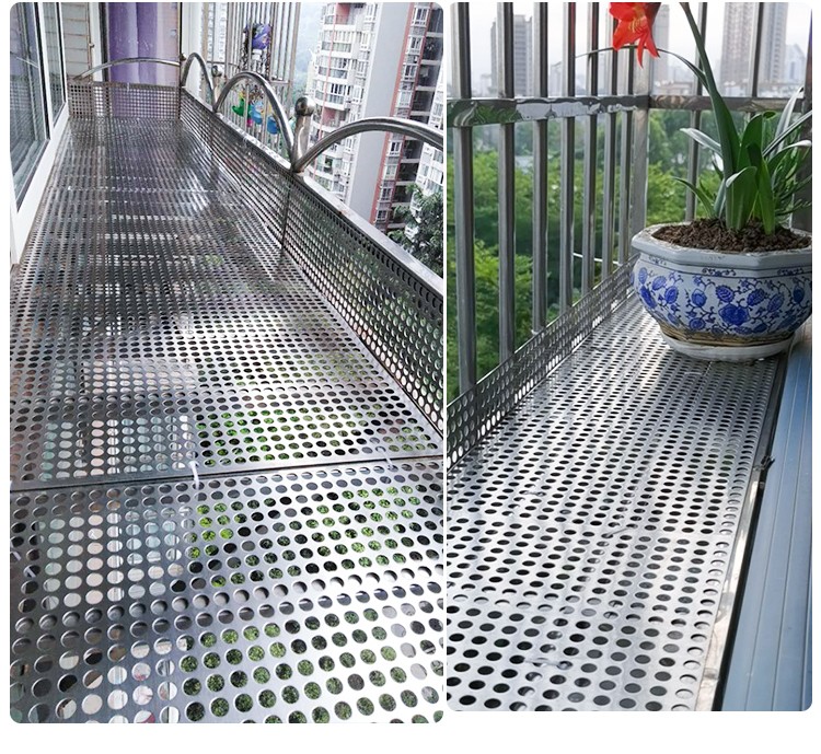 阳台护栏网阳台防护网防盗窗垫板304不锈钢冲孔板窗台防坠护栏窗户
