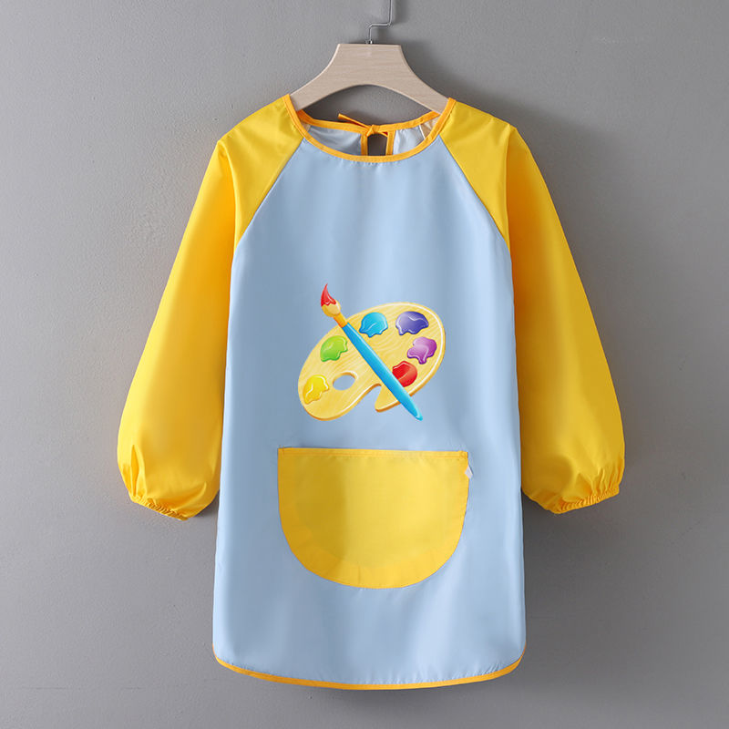 穿的儿童画画防水罩衣小孩美术围裙幼儿园定制logo反穿衣男女宝宝倒挂