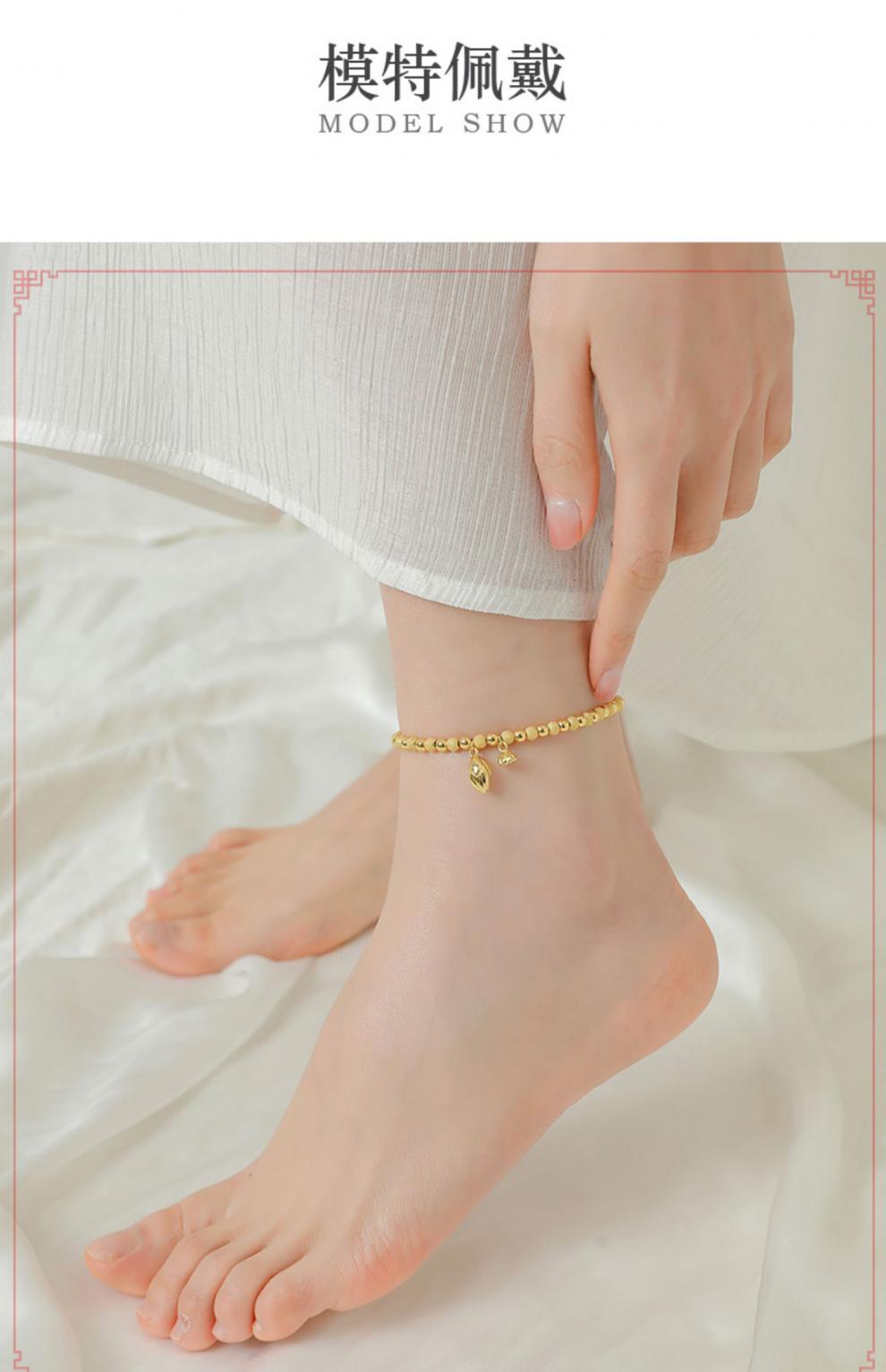 高端轻奢品牌莲蓬脚链女感年新款潮不掉色ins小众设计足链腿链七夕