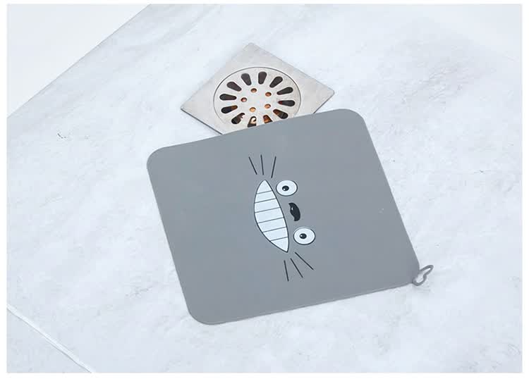 硅胶地漏垫家用卫生间下水道臭器厨房加大隔热餐滑多功能垫子灰色