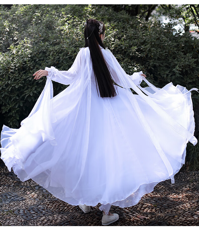 原创设计唐元素金典白色超仙飘逸古风白娘子同款汉服古装古筝舞蹈演出