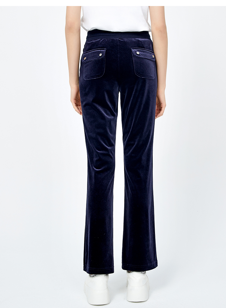 juicycouture橘滋2022春季新款运动休闲舒适微喇天鹅绒裤子女藏青xs