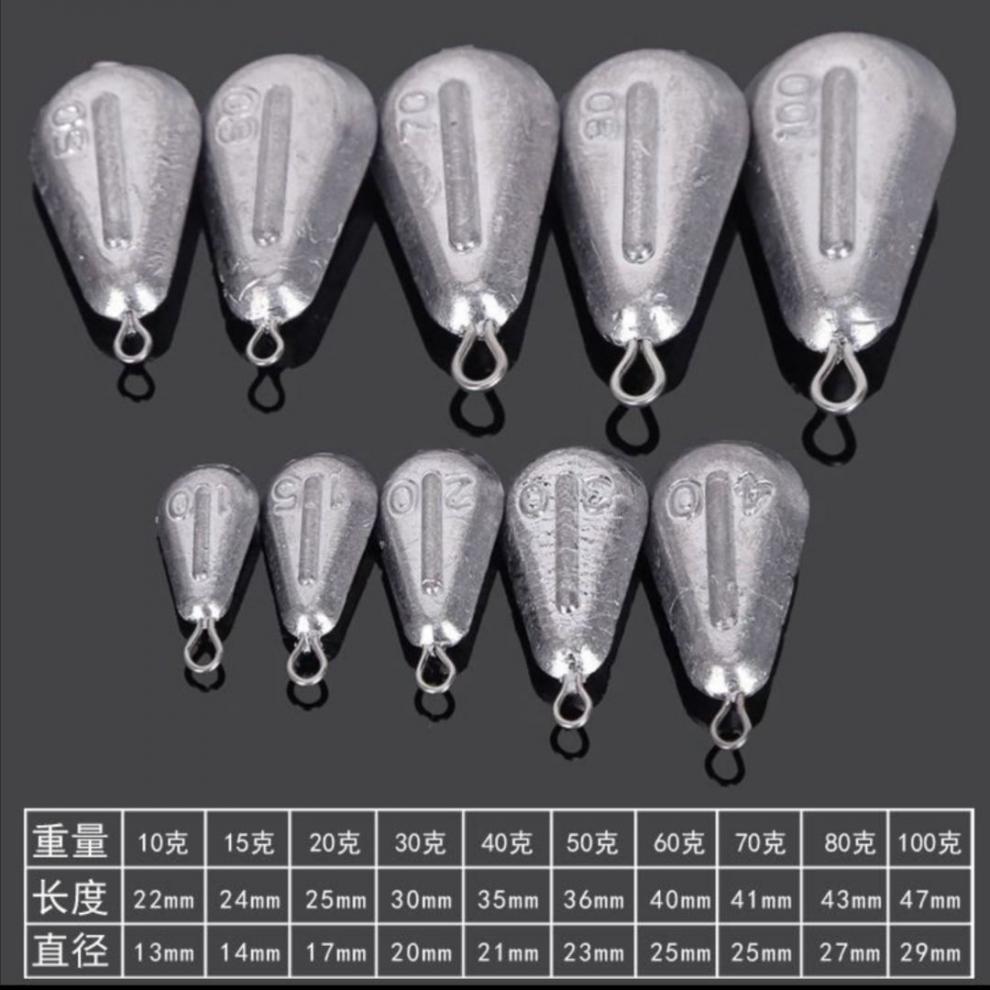 足克鸡心型挂环铅坠海竿抛竿铅坠钓鱼海竿水滴铅坠渔具鸡心挂环坠60克