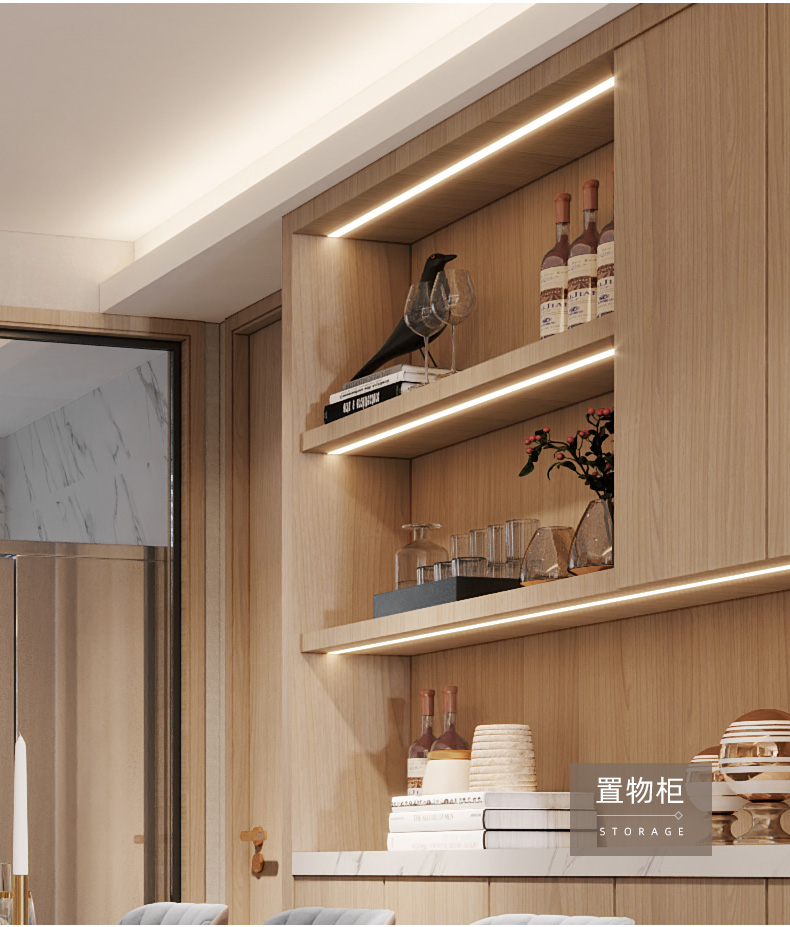 明装灯带超薄2mm免开槽橱柜灯明装led柜底层板感应灯条酒柜衣柜灯带