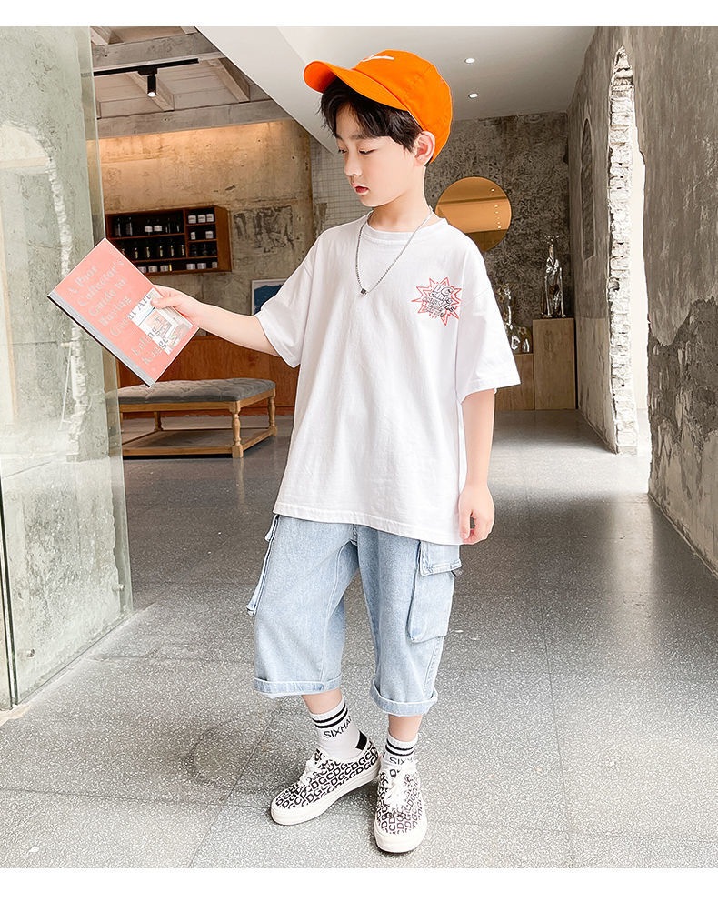 索菲熊儿童半袖男童短袖t恤中大童夏季衣服男孩子夏款上衣小学生打底