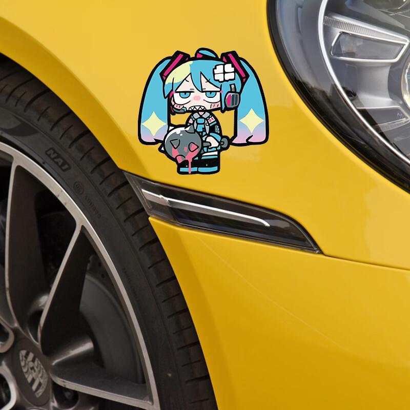 初音未来车贴 初音未来汽车贴纸动漫二次元痛车族车贴三角窗摩托车