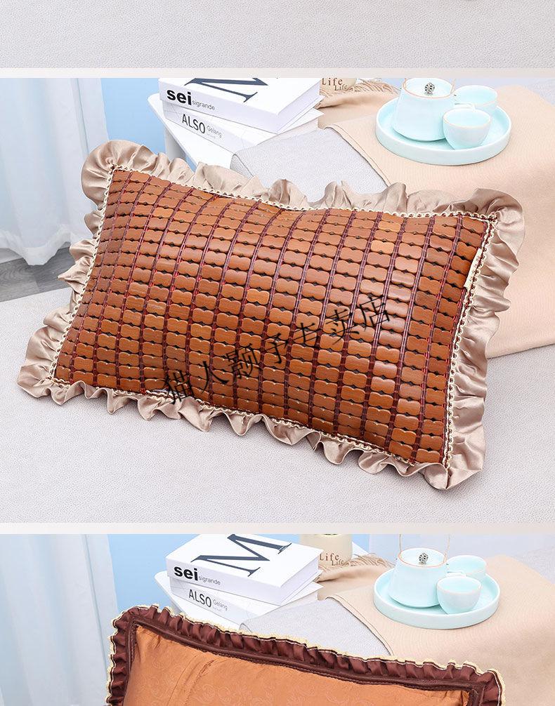 夏天单人竹席凉枕学生成人花边竹凉枕头浅碳蕾丝花边含茶叶茉莉花枕芯