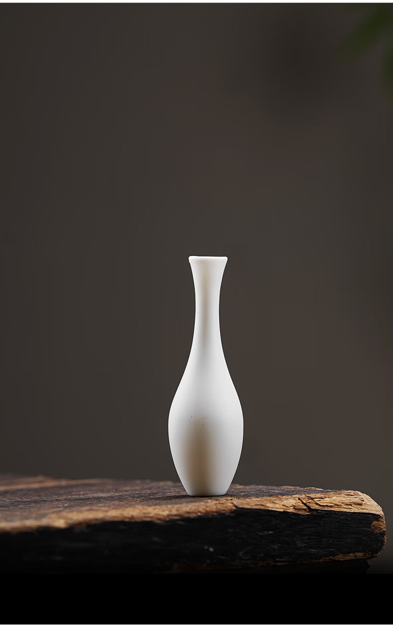 迷你花瓶小瓷瓶新中式白瓷小花器陶瓷花瓶禅意绿萝铜钱草花插白色水养