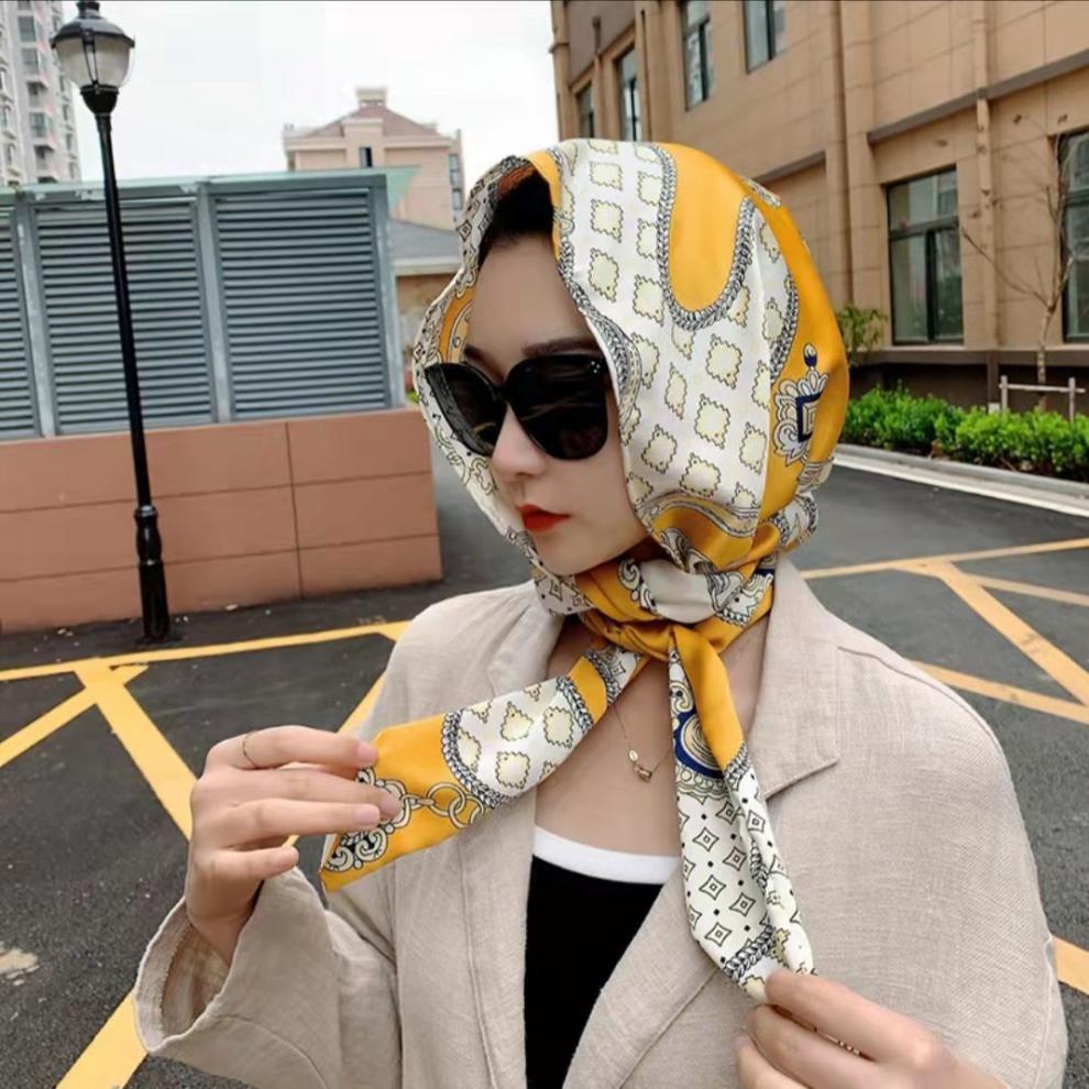 hnxc新品丝巾飘带帽新款春夏女士头巾帽外出百搭优雅包头丝巾防风防晒