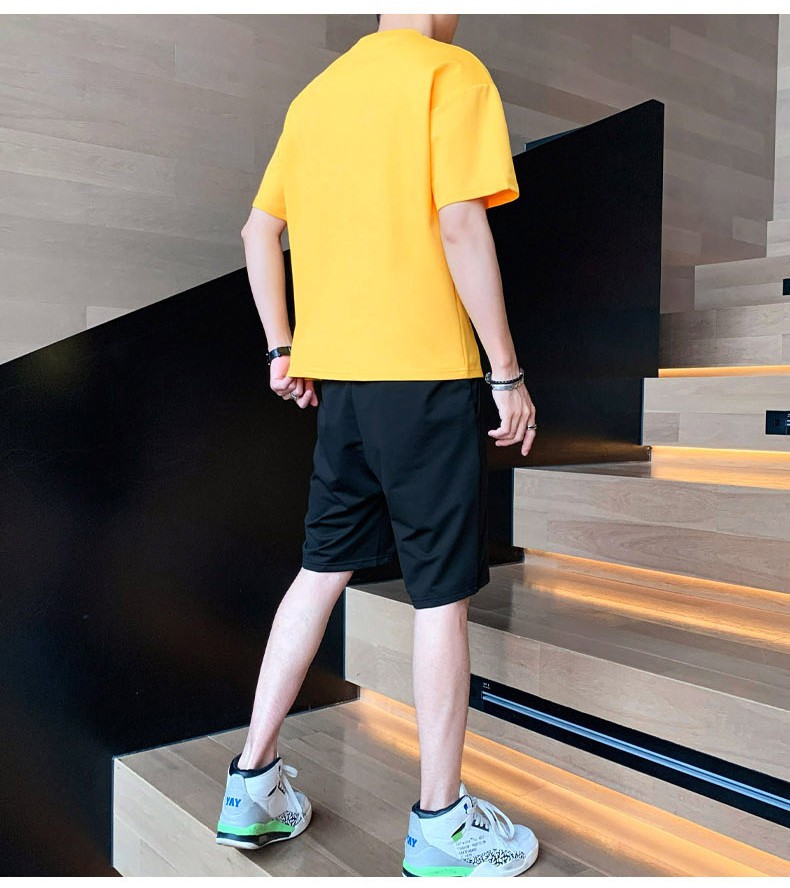 60冰丝短衣短裤套装男士薄款潮流一套男土休闲二件套运动速干套艾玲