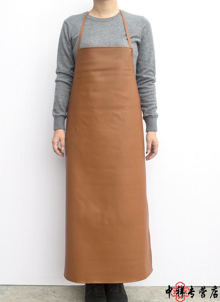 皮质围裙防水防油成人男女厨房餐厅围腰长款加厚耐磨工厂作业服仿皮革