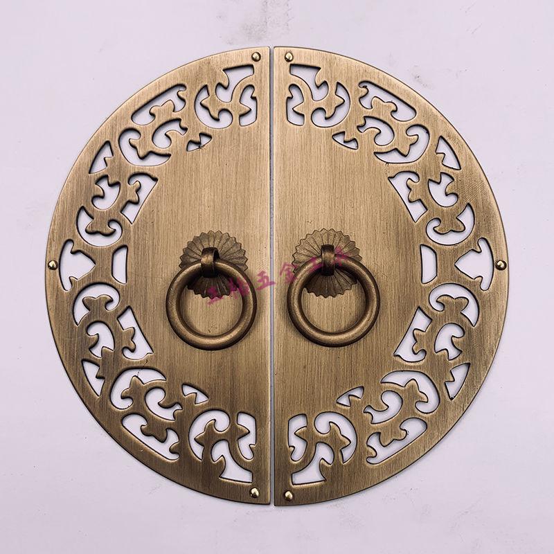 仓梵铜材质3尺寸中式仿古明清家具配件圆形衣柜柜门圆盘铜拉手15cm