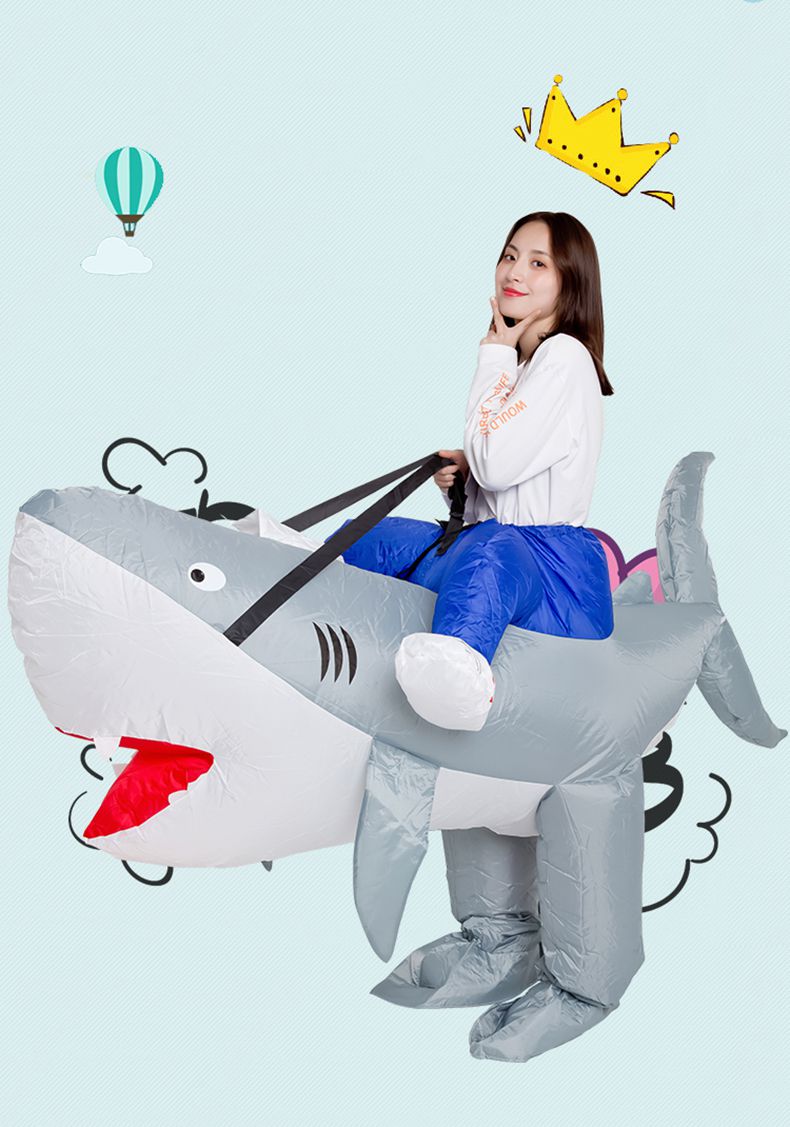 搞笑卡通人偶服装行走动物坐骑玩偶道具鲨鱼装扮充气衣服裤子成人骑