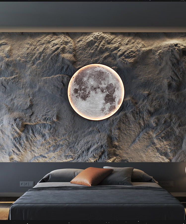 创意客厅艺术氛围月球地球led智能充电卧室床头装饰背景墙壁画灯沙发